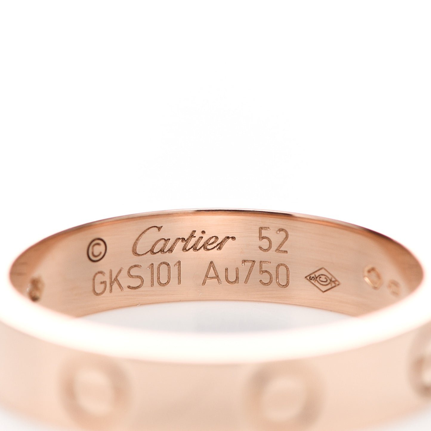 18K Pink Gold Diamond 4mm LOVE Wedding Band Ring 52 6