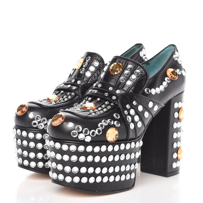 Gucci Malaga Kid Crystal Amilna Platform Loafer 35 Black 3 of 10