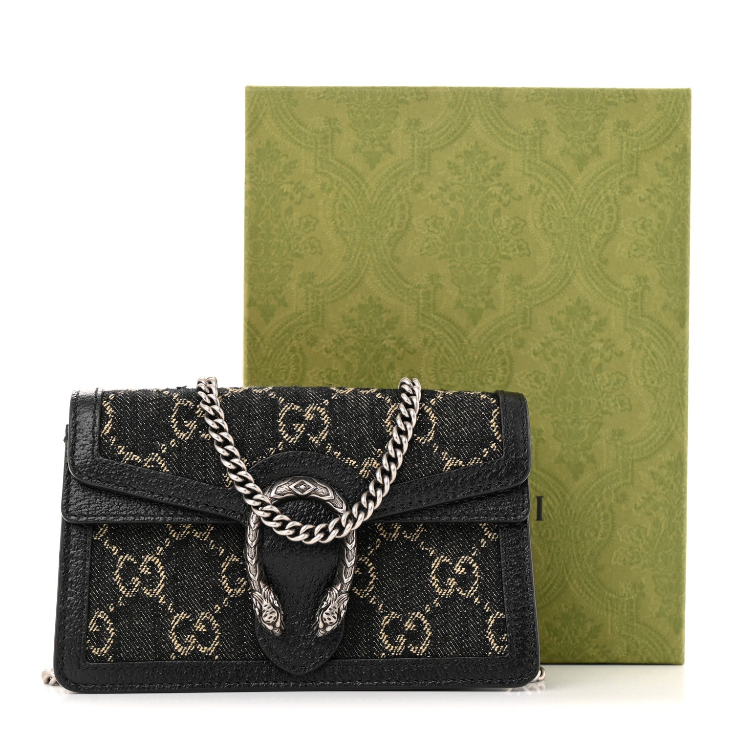 Gucci Jacquard Black Denim GG Monogram Super Mini Dionysus