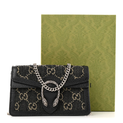 Gucci Jacquard Black Denim GG Monogram Super Mini Dionysus Shoulder Bag Black Ivory 10 of 10