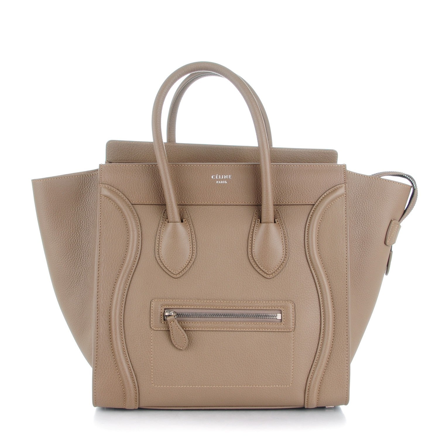 Celine Drummed Calfskin Mini Luggage Taupe 1 of 8