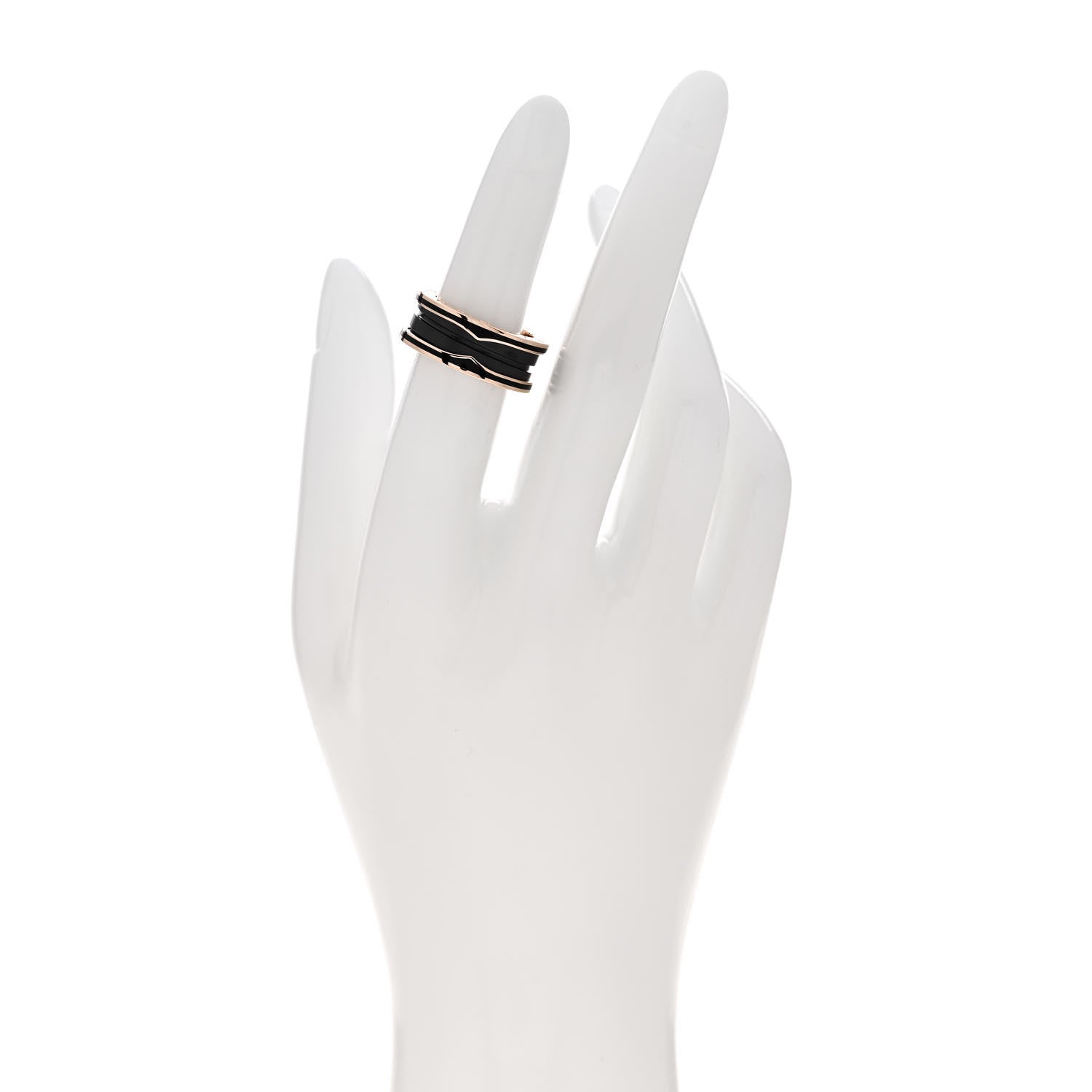 Bulgari 18K Rose Gold Black Ceramic Matte B.Zero1 Two-Band Ring 51 5.75 2 of 6