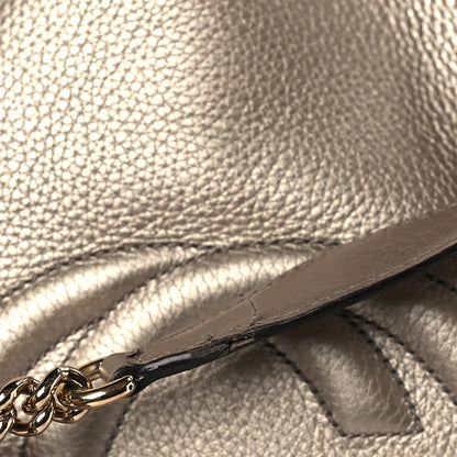 Gucci Metallic Pebbled Calfskin Medium Soho Chain Shoulder Bag Golden Beige 10 of 10