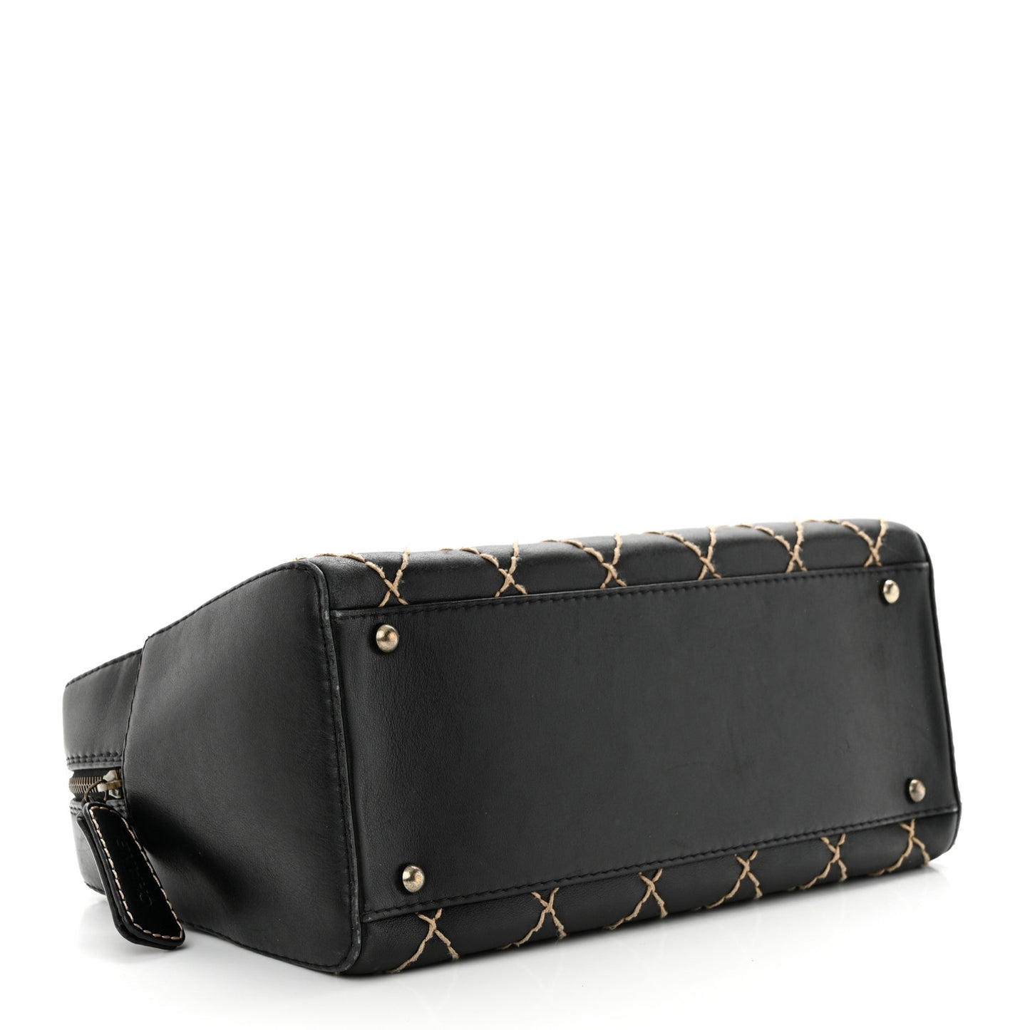 Calfskin Contrast Stitch Surpique Bowler Black