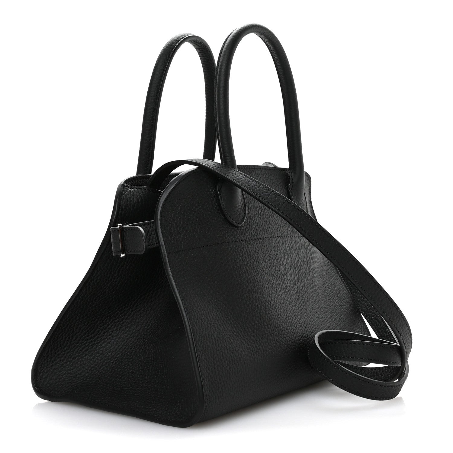The Row Grained Calfskin Soft Margaux 10 Bag Black 3 of 9