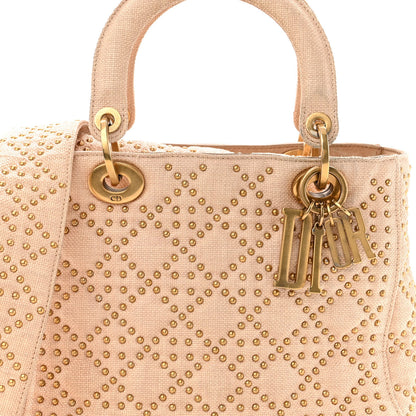 Christian Dior Canvas Cannage Studded Medium Supple Lady Dior Light Pink 7 of 9