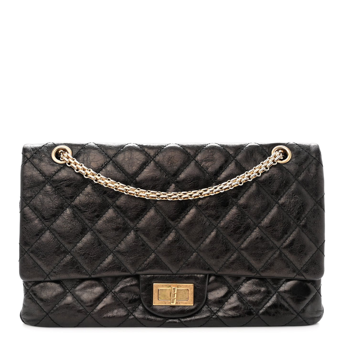 Aged Calfskin Quilted 2.55 Reissue 227 Flap Black