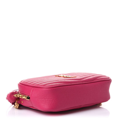 Saint Laurent Grain De Poudre Matelasse Monogram Mini Lou Camera Bag Fuchsia 4 of 11