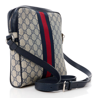 Gucci GG Supreme Monogram Textured Dollar Calfskin Web Small Ophidia Messenger Bag Beige Blue 3 of 11