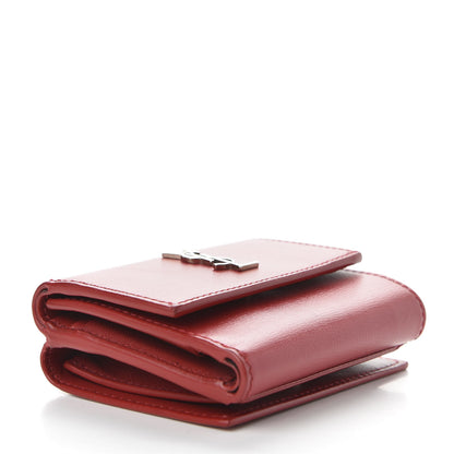 Saint Laurent Calfskin Monogram Compact Wallet Rouge Eros 4 of 7
