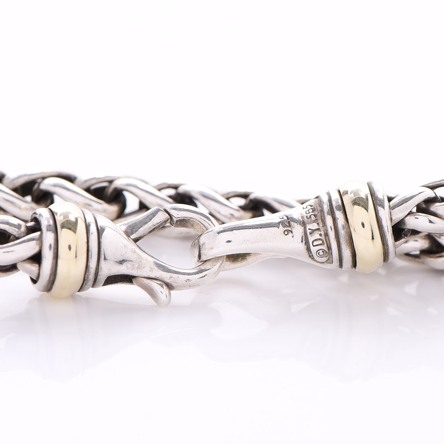 David Yurman Sterling Silver Medium 14k Gold 6mm Wheat Chain Necklace 5 of 5