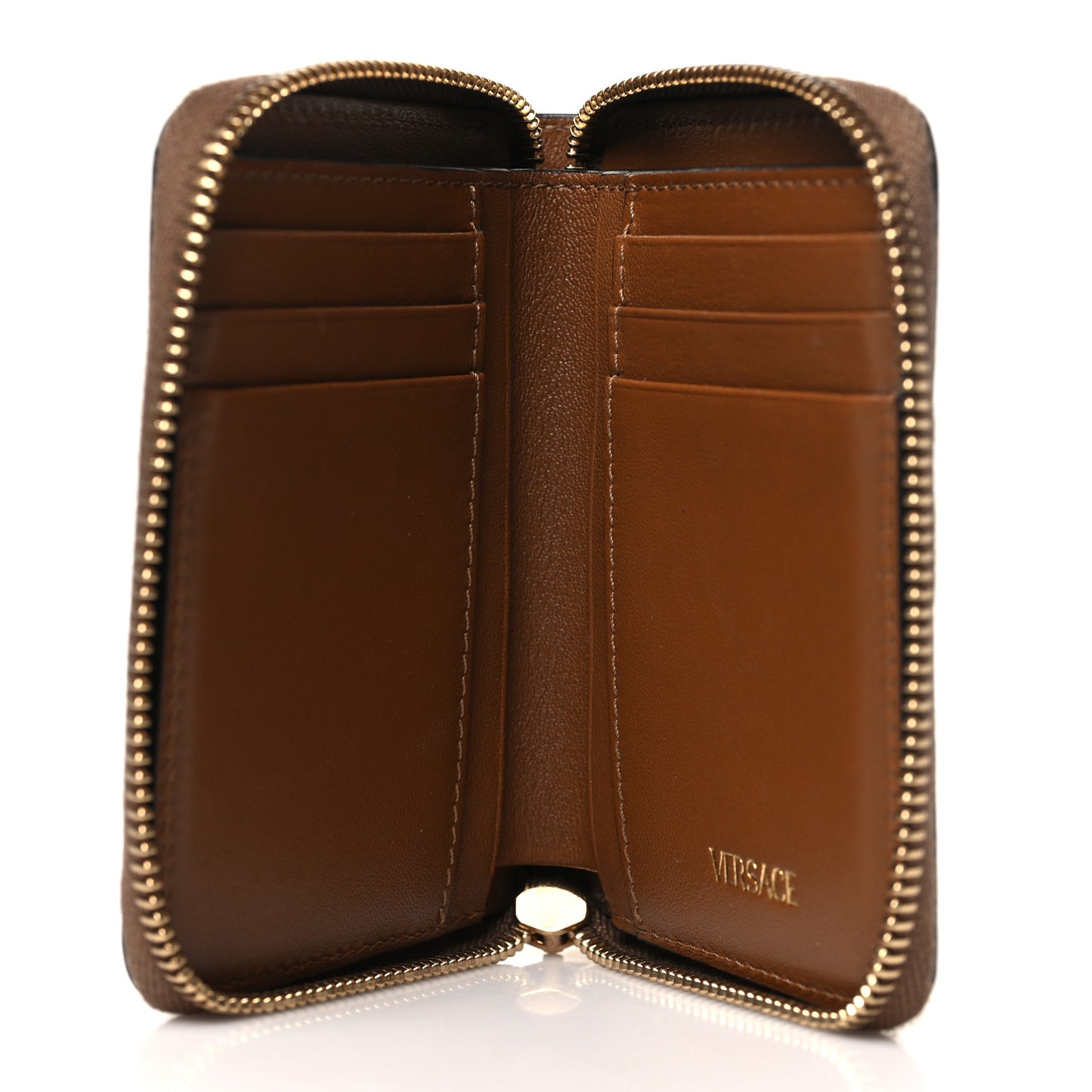 Calfskin Compact Tag Wallet Brown