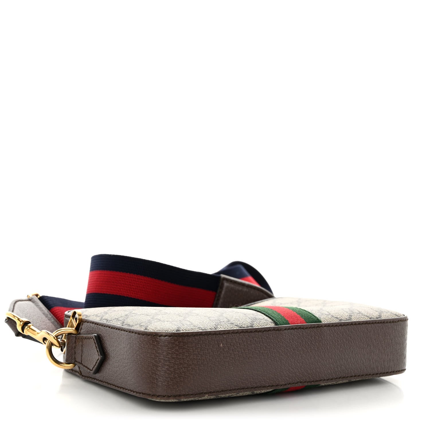 Gucci GG Supreme Monogram Textured Dollar Calfskin Web Ophidia Wristlet Shoulder Bag Beige Ebony New Acero 4 of 10