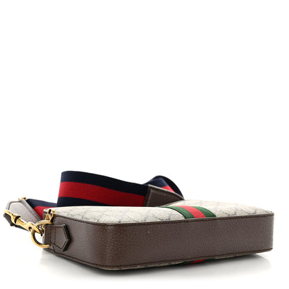 Gucci GG Supreme Monogram Textured Dollar Calfskin Web Ophidia Wristlet Shoulder Bag Beige Ebony New Acero 4 of 10