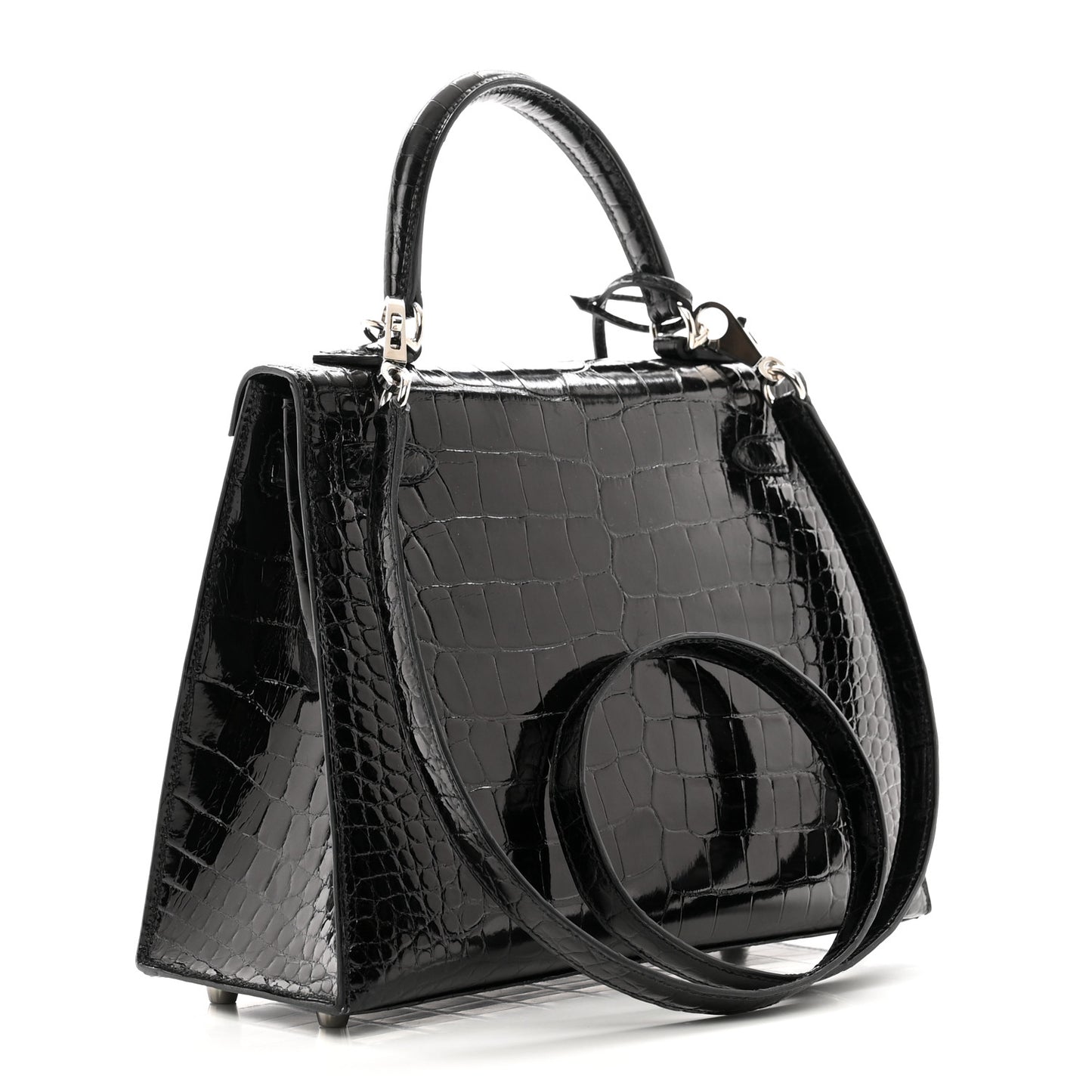 Shiny Alligator Kelly Sellier 25 Black