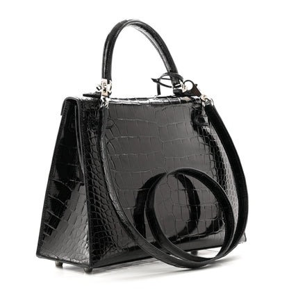 Hermes Shiny Alligator Kelly Sellier 25 Black 3 of 12
