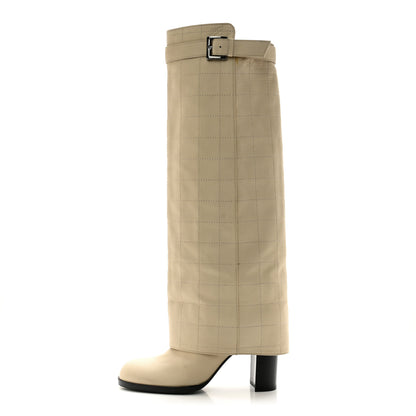 Chanel Lambskin Quilted Chocolate Bar High Boots 39 Ivory 1 of 12
