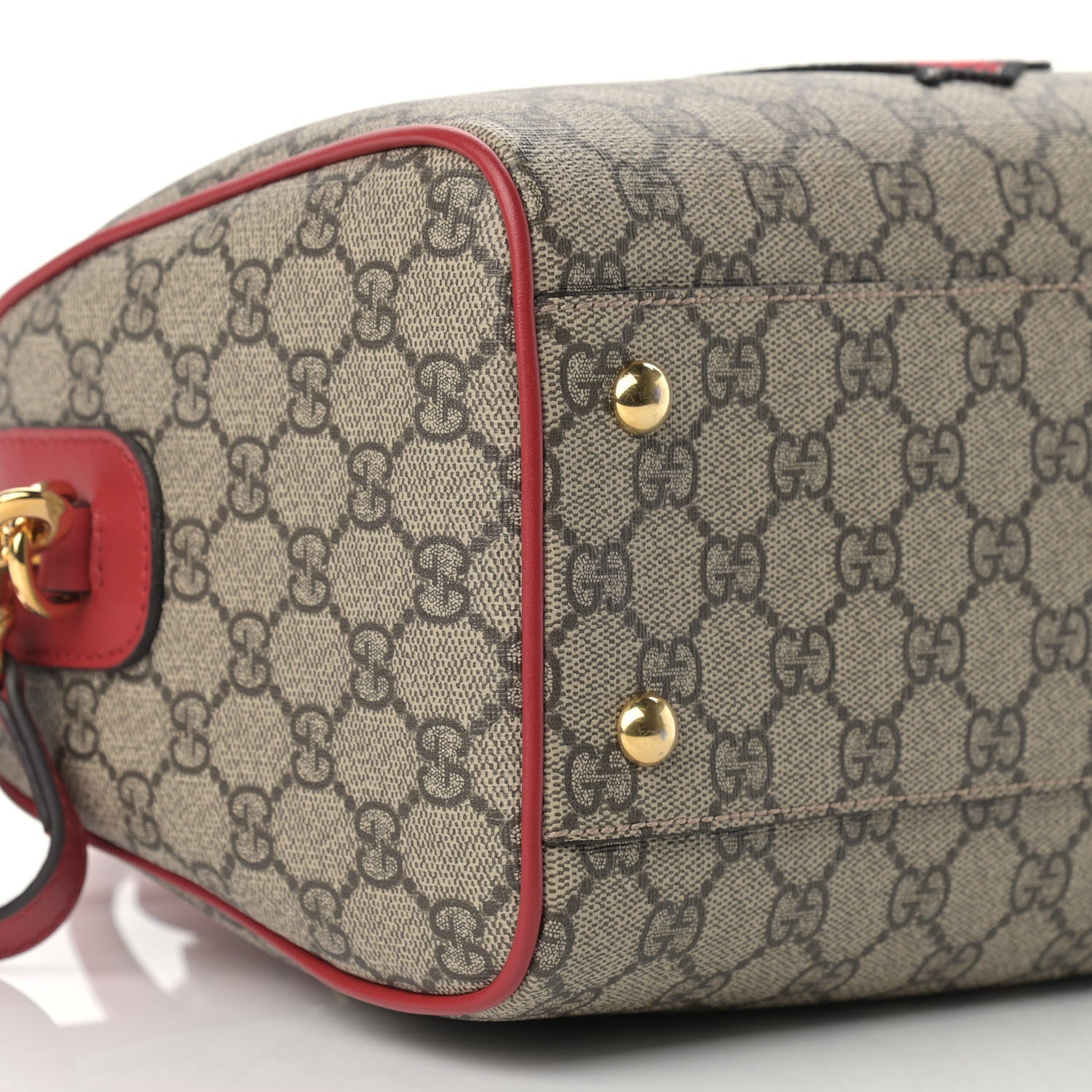 Gucci GG Supreme Monogram Kingsnake Heart Embroidered Small Boston Red 9 of 11