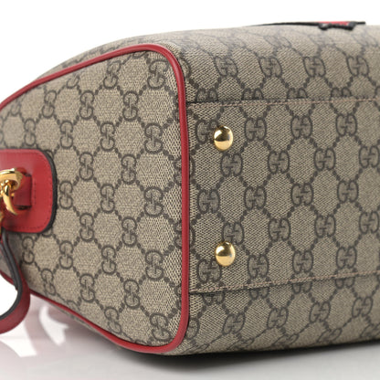 Gucci GG Supreme Monogram Kingsnake Heart Embroidered Small Boston Red 9 of 11