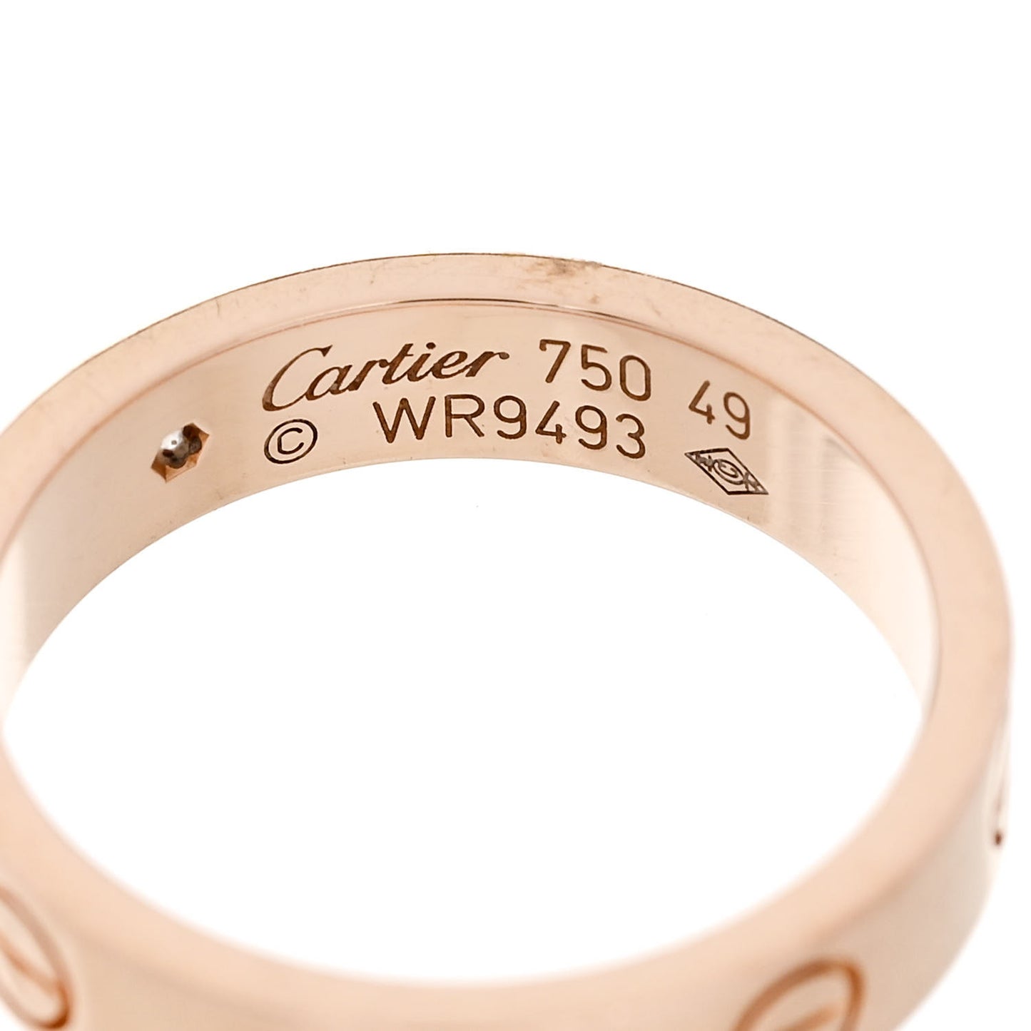 18K Pink Gold Diamond 4mm LOVE Wedding Band Ring 49 4.75