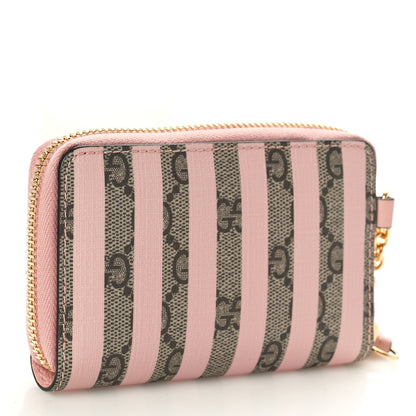 Gucci Supreme Monogram Vitello Eclipse Enamel Striped GG Key Card Case Beige Ebony Pink 3 of 7