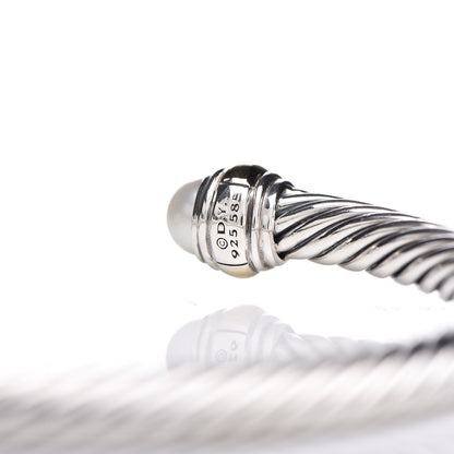 David Yurman Sterling Silver 14K Yellow Gold Pearl 5mm Cable Classics Bracelet 5 of 5
