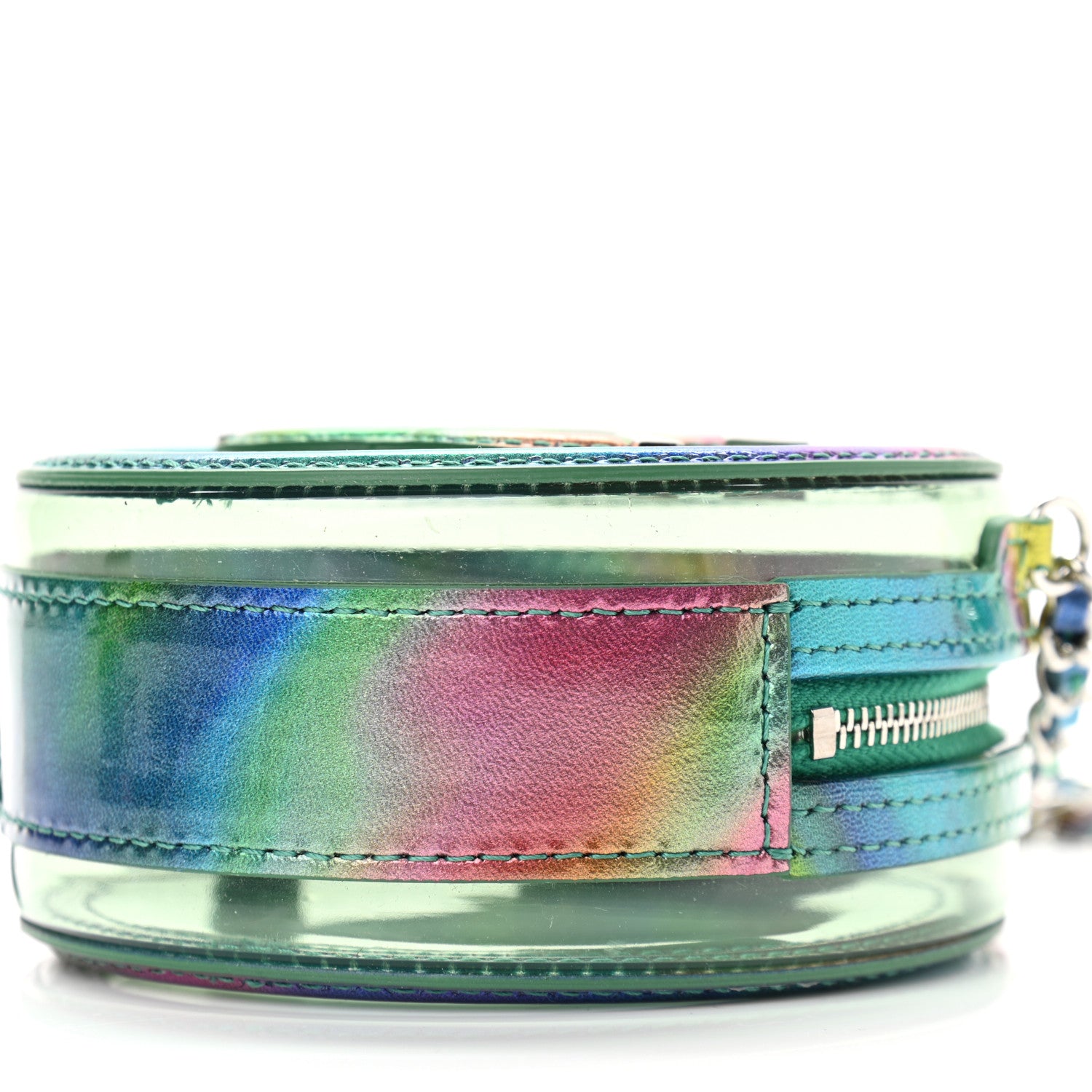 Chanel PVC Calfskin Lambskin Quilted Round Filigree Clutch With Chain Green 10 of 10