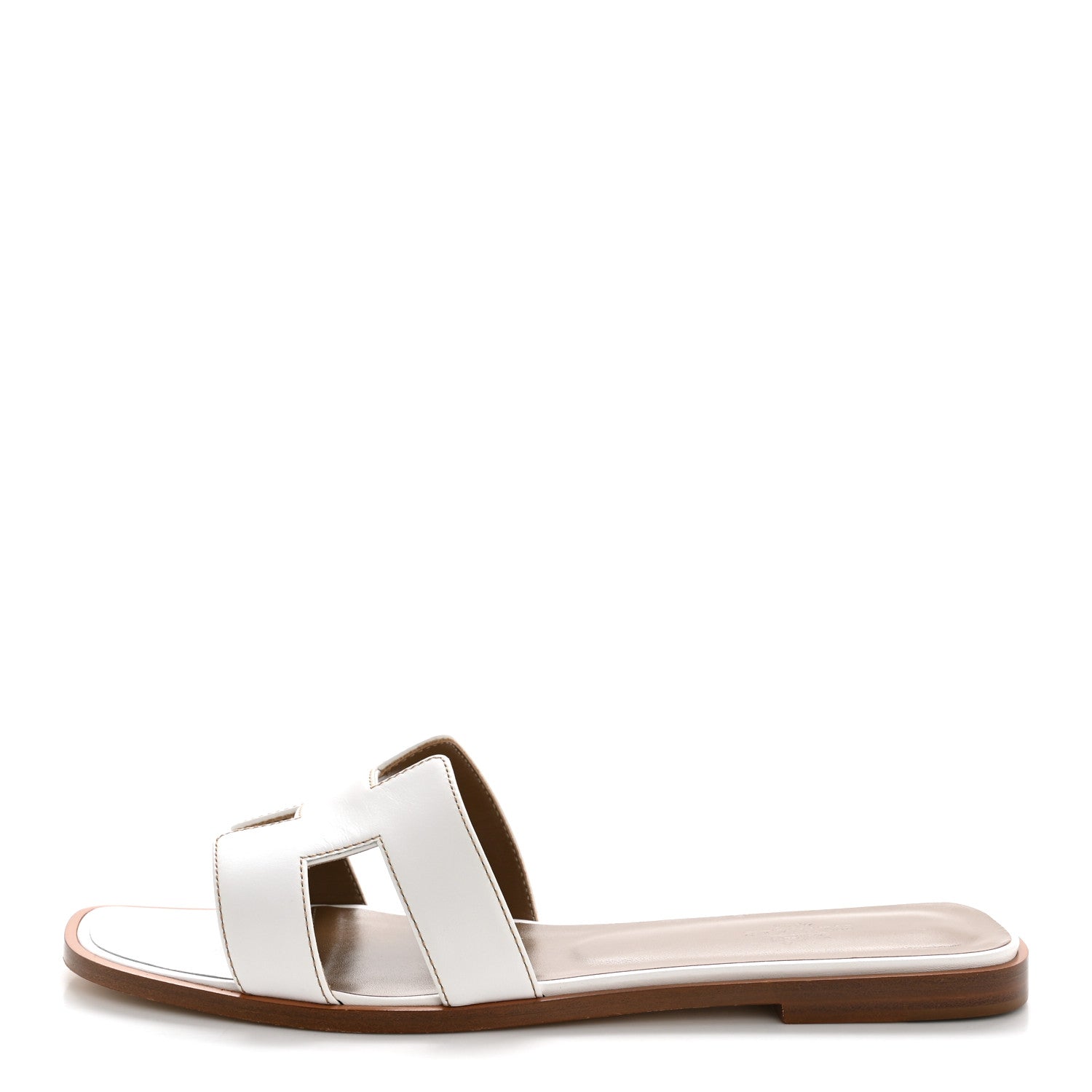 Hermes Box Calfskin Oran Sandals 40.5 White 1 of 10