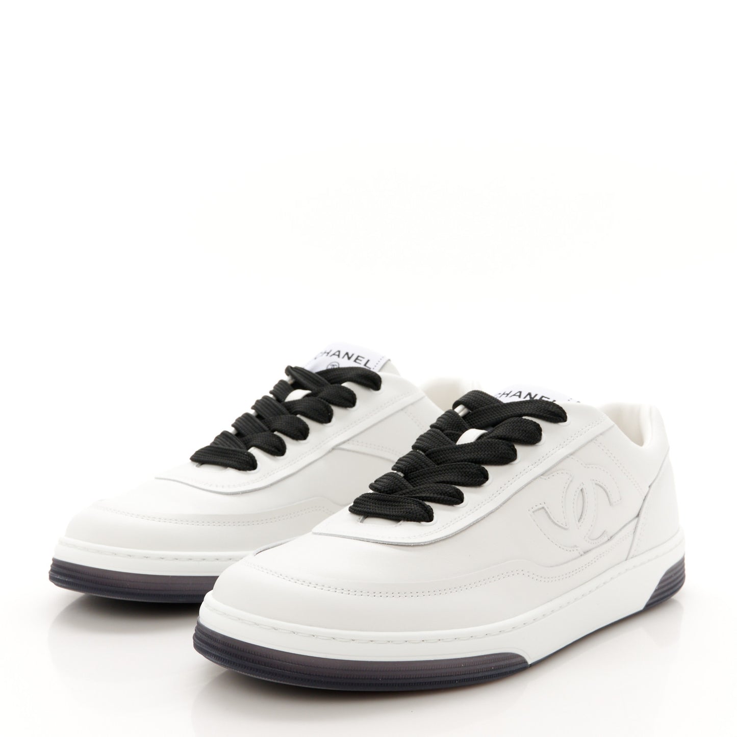 Calfskin CC Womens Sneakers 40 White Black