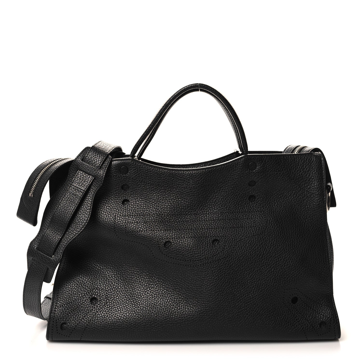 Balenciaga Veau Soyeux Perforated Blackout Hardware City Black 1 of 11