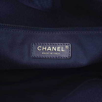 Chanel Mixed Fibers Striped Medium Deauville Tote Navy Blue 6 of 13