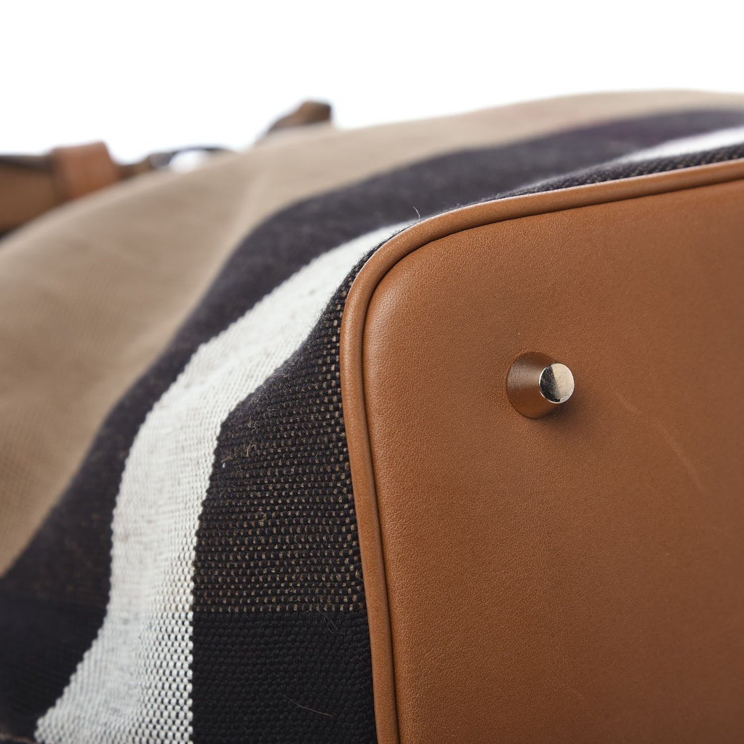 Burberry Grainy Calfskin Canvas Mega Check Medium Ashby Tassel Hobo Saddle Brown 8 of 11