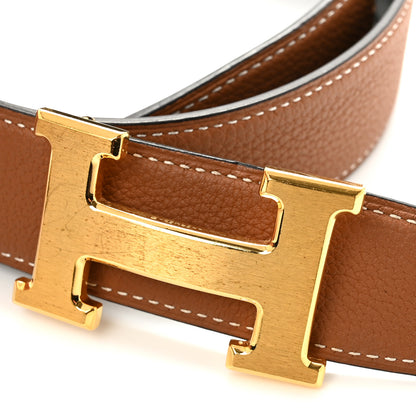 Hermes Box 135 Togo 32mm H Belt 80 32 Black Gold 7 of 8