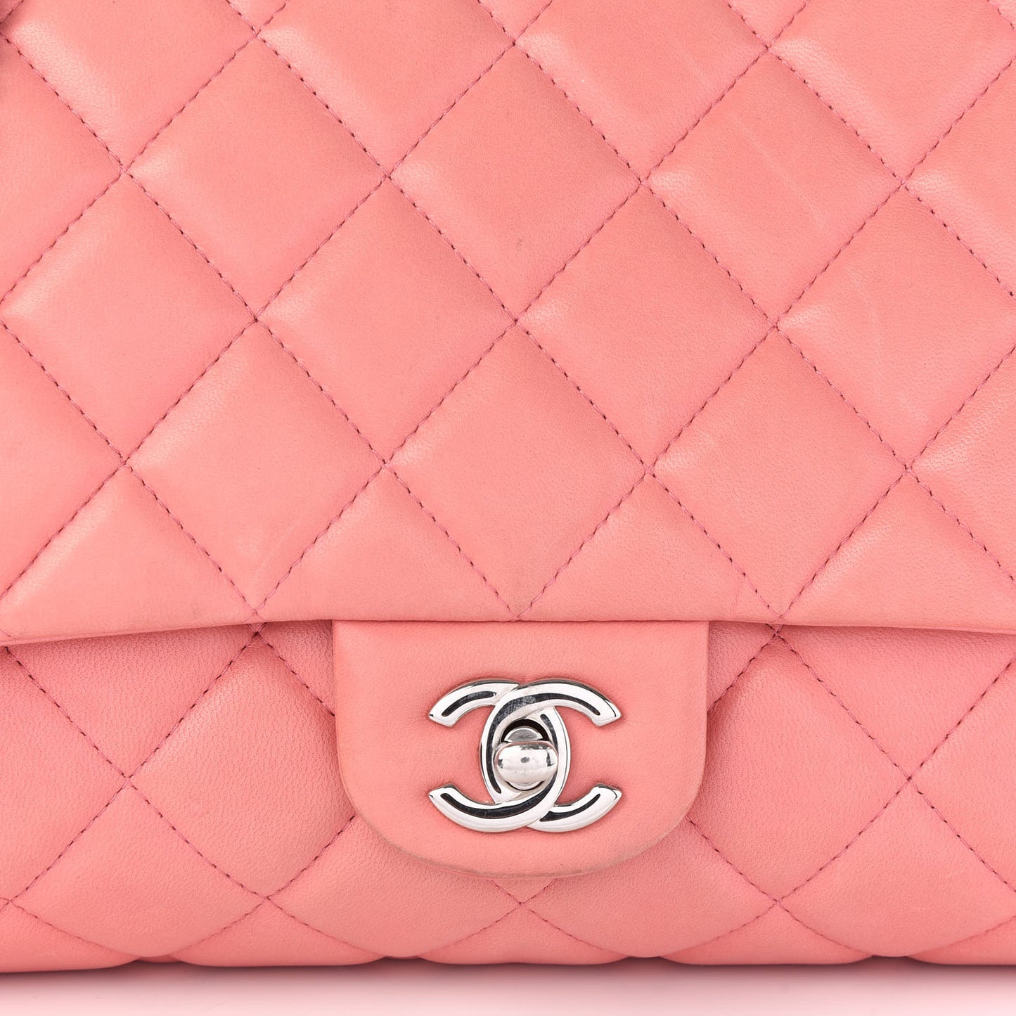 Lambskin Quilted Clutch With Chain Flap Pink