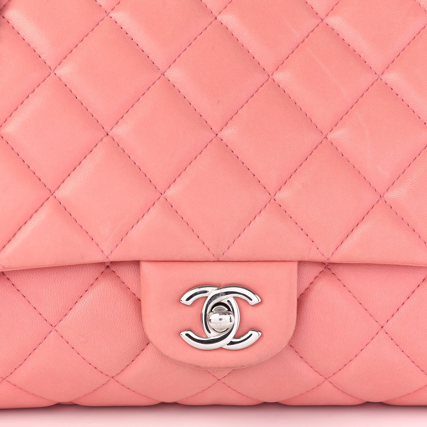 Chanel Lambskin Quilted Clutch With Chain Flap Pink 9 of 13