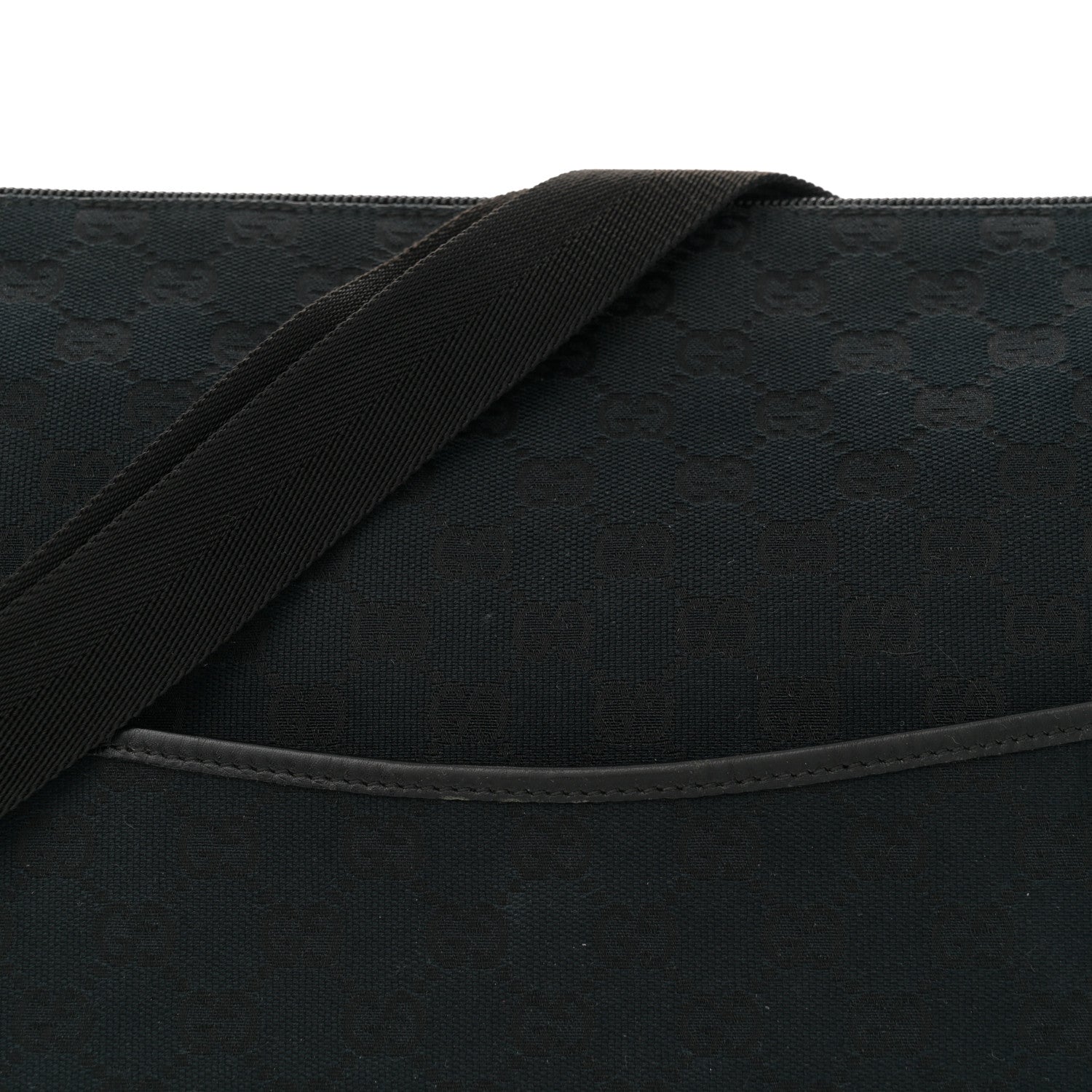 Gucci Monogram Calfskin Perforated Medium Flat Messenger Bag Black 8 of 12