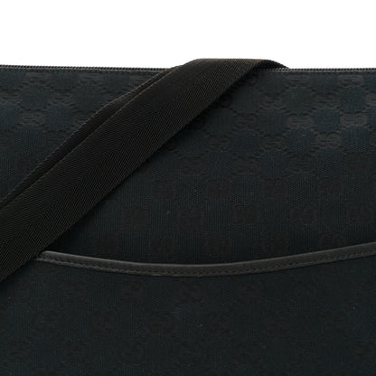 Gucci Monogram Calfskin Perforated Medium Flat Messenger Bag Black 8 of 12