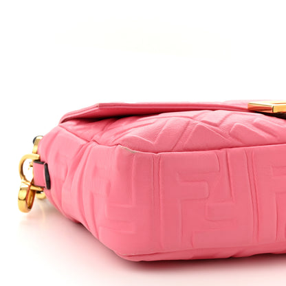 Fendi Nappa FF 1974 Embossed Baguette Rosa Fluo 9 of 12