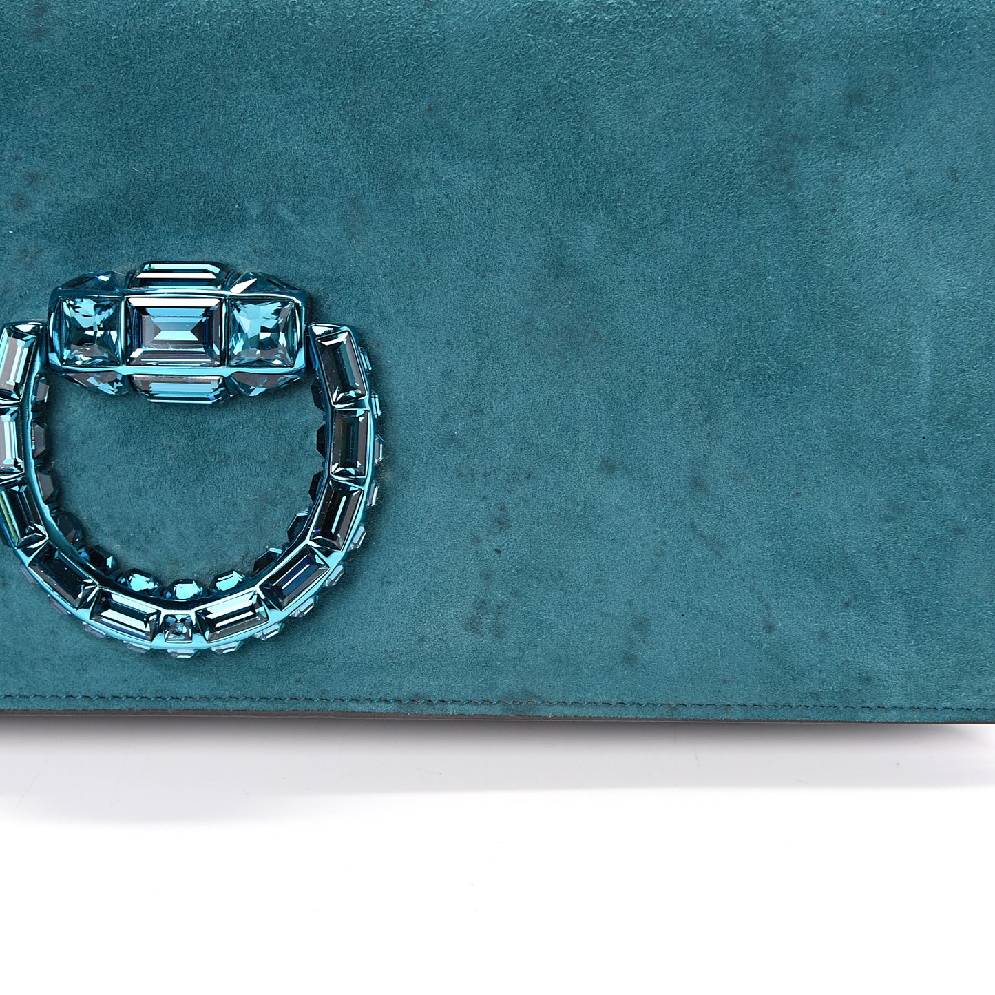Suede Crystal Broadway Clutch Teal Green