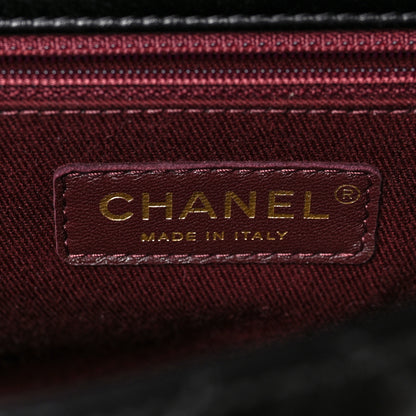 Chanel Glazed Calfskin Castle Rock Large Flap Black Burgundy 6 of 9
