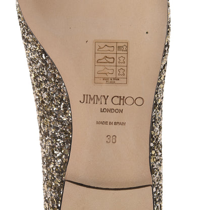 Jimmy Choo Glitter Fabric Alina Flats 38 Antique Gold 8 of 9