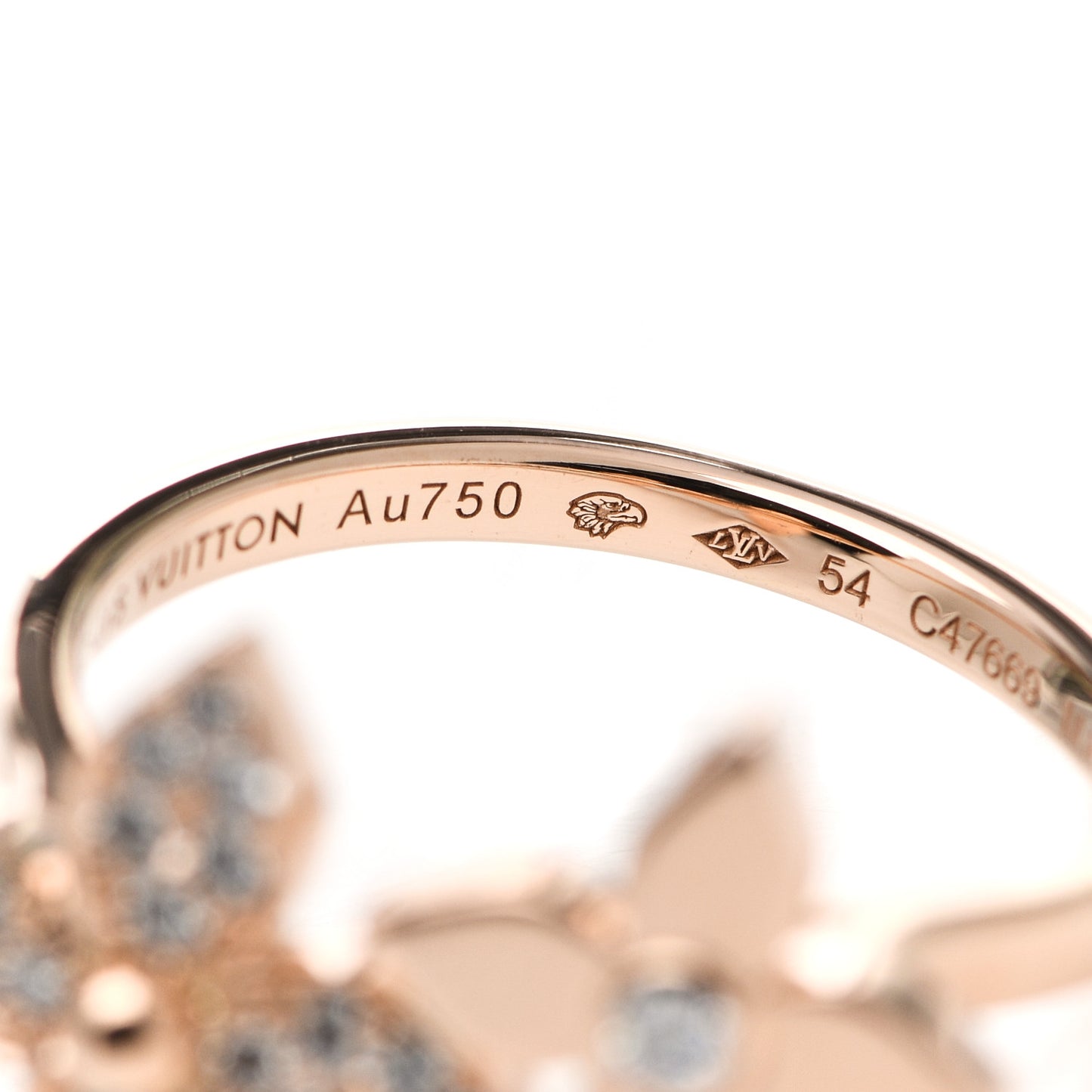18K Pink Gold Diamond Star Blossom Ring 54 7