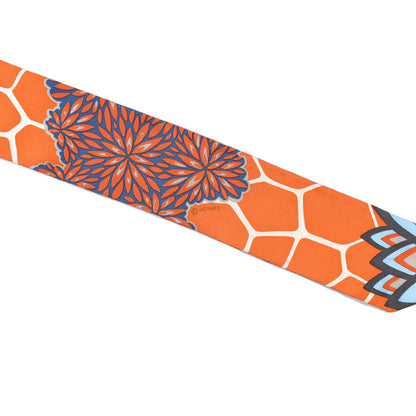 Hermes Silk The Three Graces Twilly Bleu Jean Orange Rouille 3 of 4