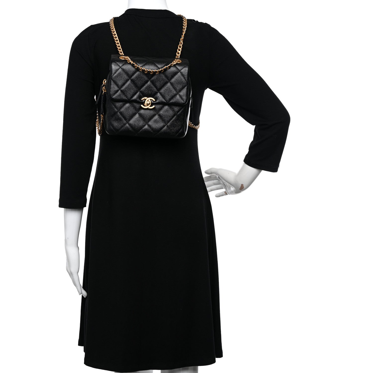 Chanel Shiny Caviar Quilted Chain Melody Backpack Black 2 of 11