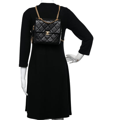 Chanel Shiny Caviar Quilted Chain Melody Backpack Black 2 of 11