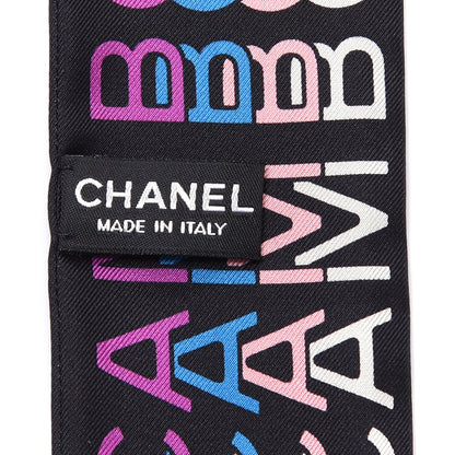Chanel Silk Logo Slim Bandeau Scarf Black Multicolor 3 of 3