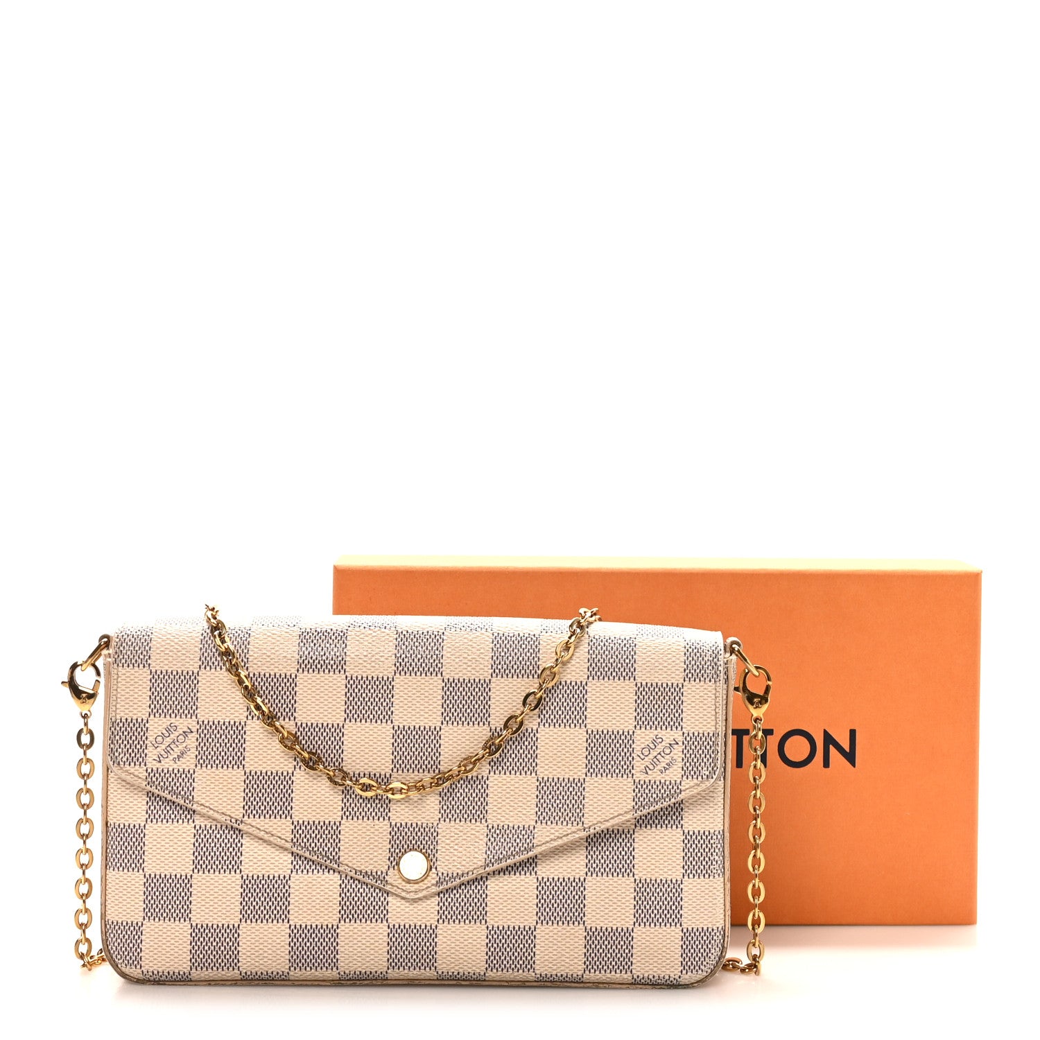 Louis Vuitton Damier Azur Pochette Felicie Chain Wallet Rose Ballerine 8 of 11