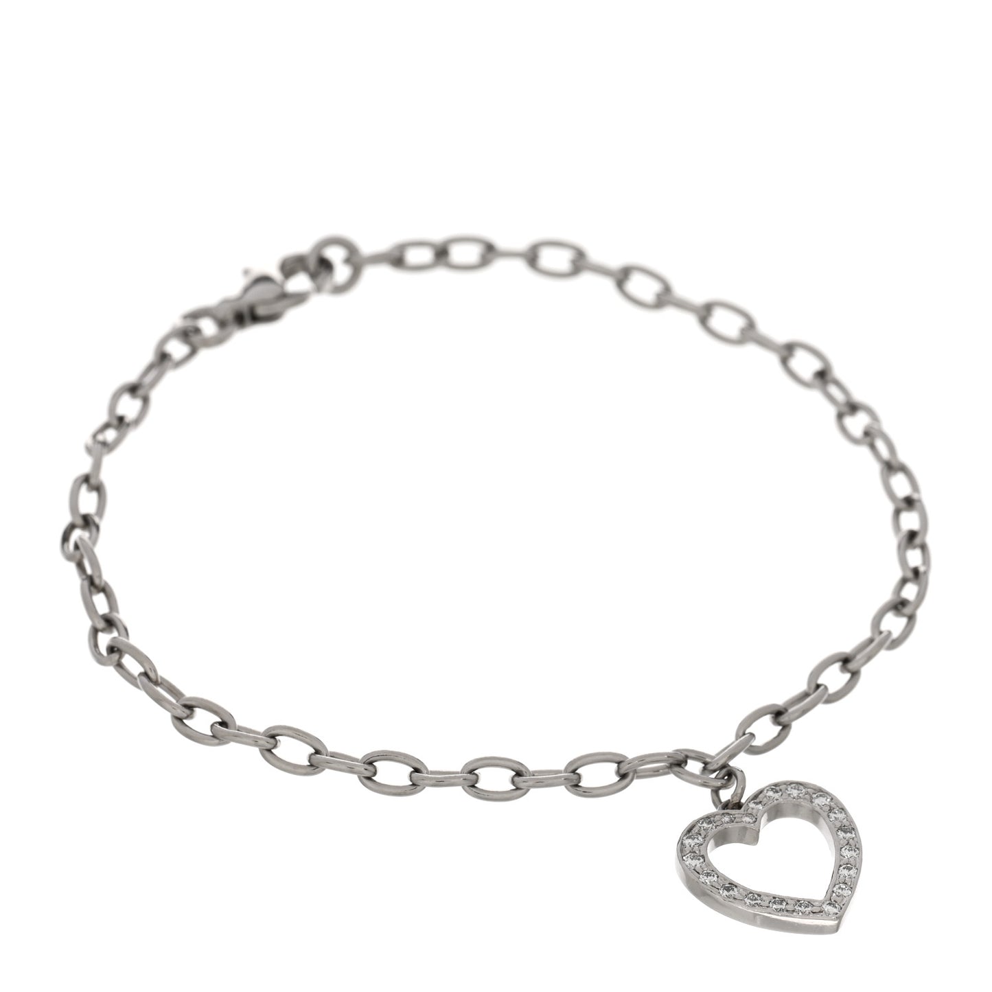 Platinum Diamond Heart Charm Bracelet