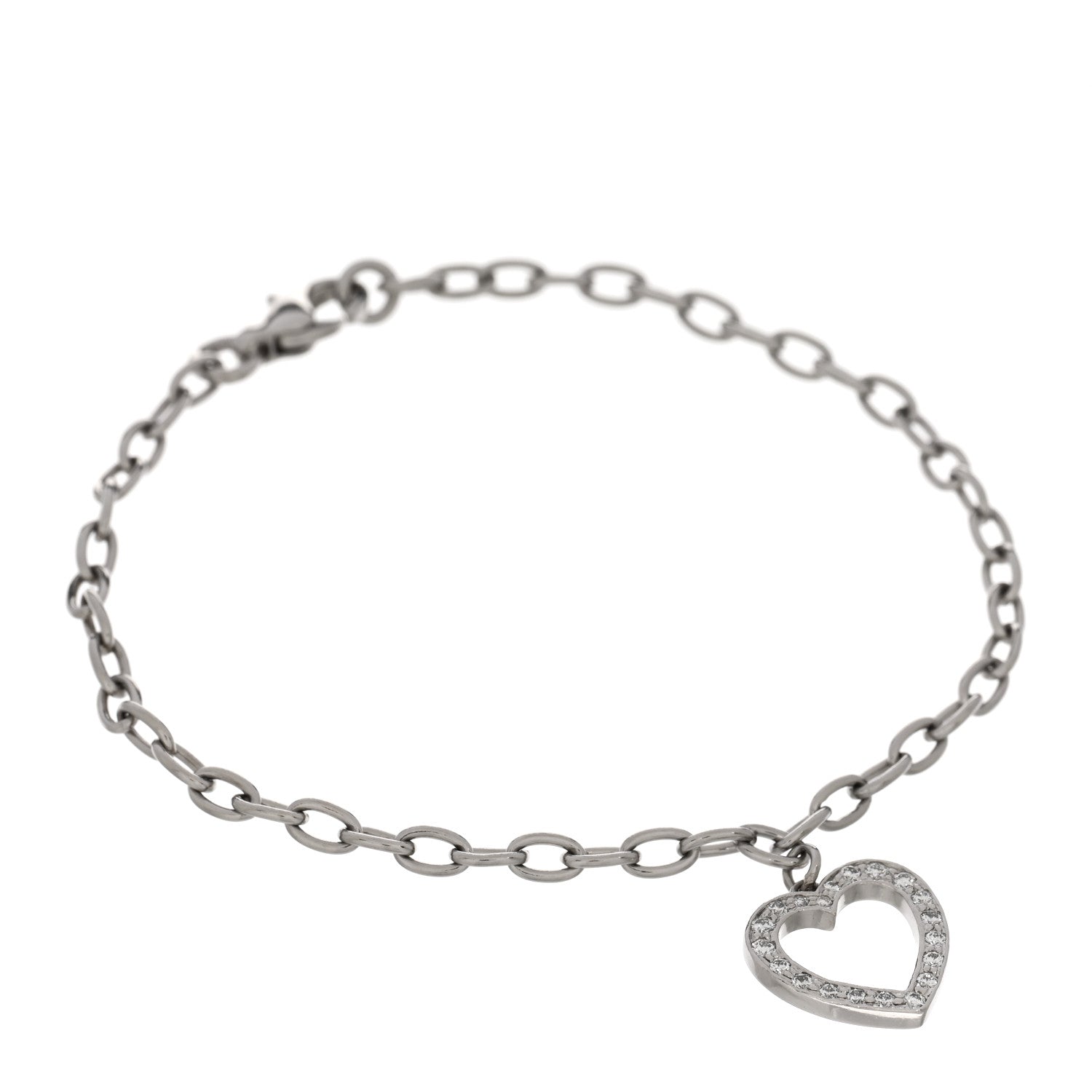 Tiffany Platinum Diamond Heart Charm Bracelet 1 of 4