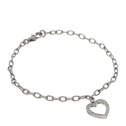 Tiffany Platinum Diamond Heart Charm Bracelet 1 of 4